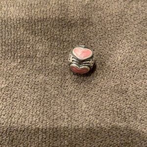 Pandora silver and pink heart charm